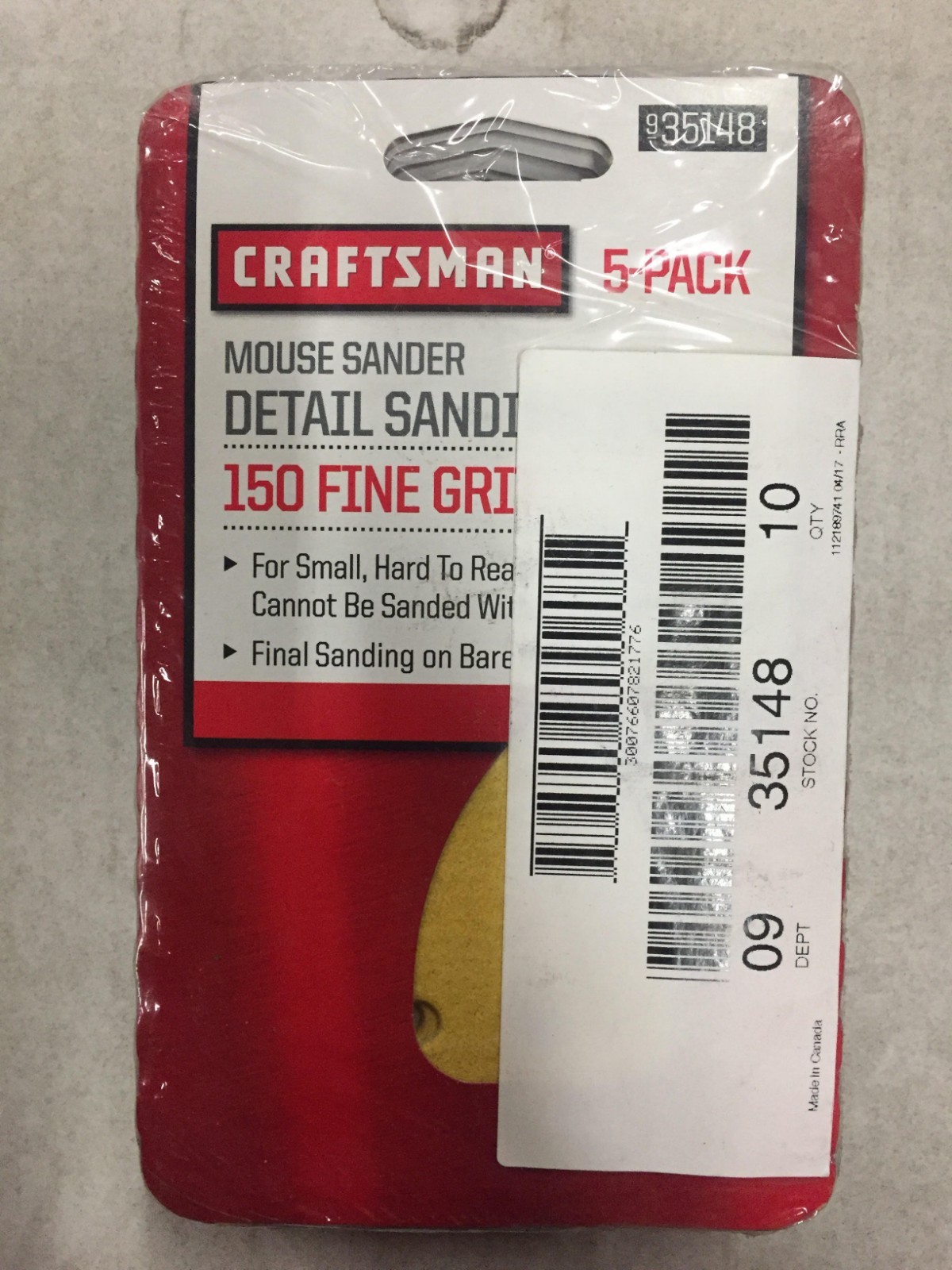 Craftsman Mouse Sander Detail Sanding Sheet Fine 150 Grit 5 Pack (Bundle of 10)