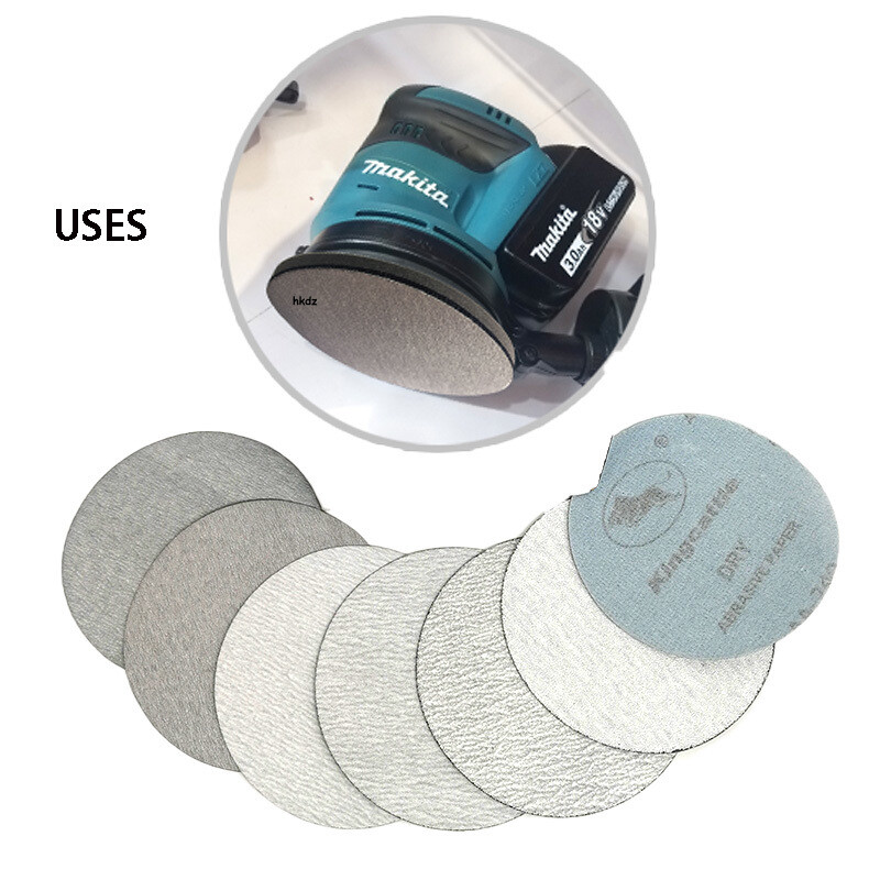 5″ Inch 125mm White Sanding Disc Dry Use Hook & Loop Sandpaper 60#、80#-1000 Grit