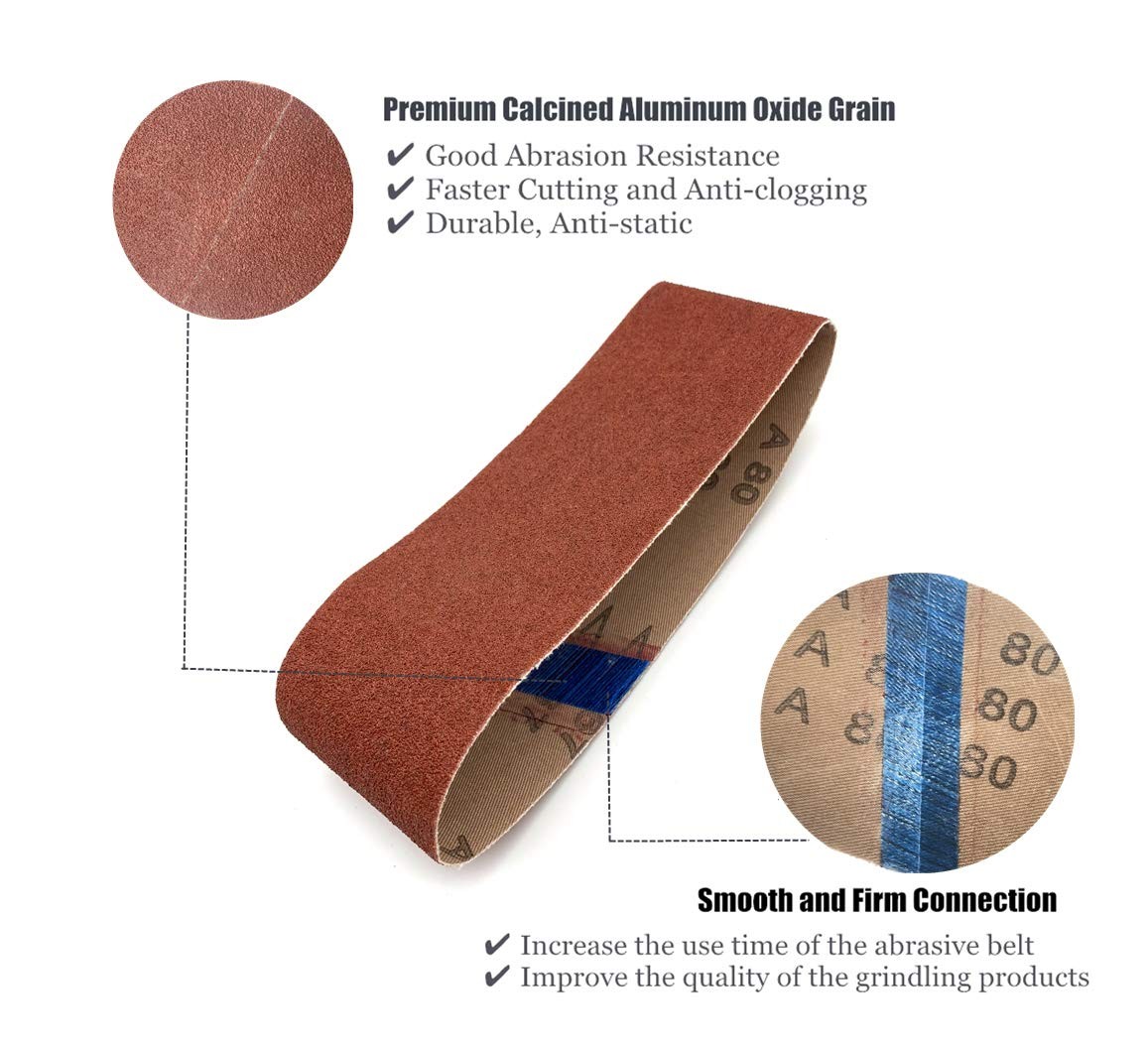 4 x 21-Inch Sanding Belts for Belt Sander 4×21 (6 Each of 40 80 120 240 Grits) A