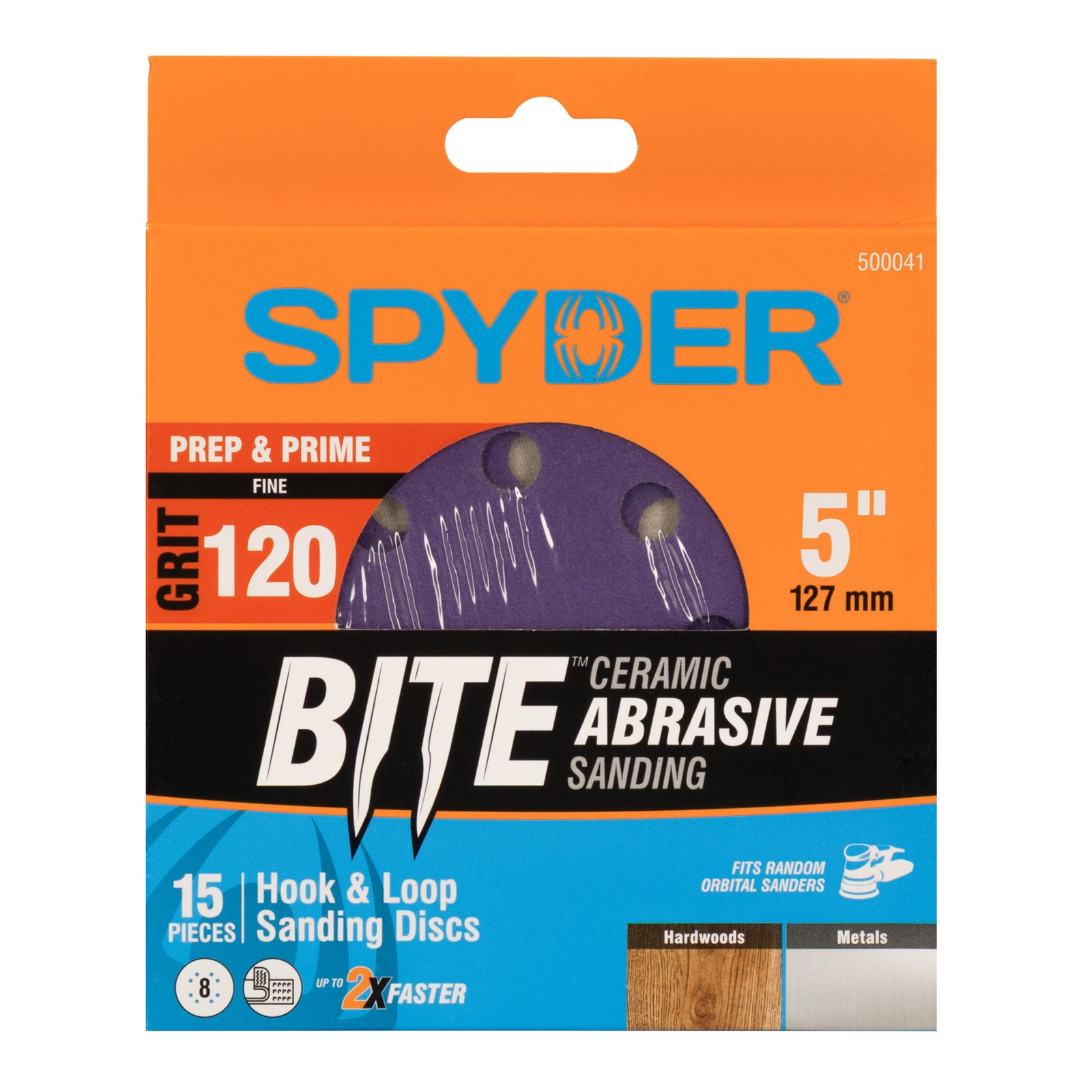 Spyder 5 in. x 8-Hole 120 Grit Ceramic Sanding Discs 15-Pack 500041