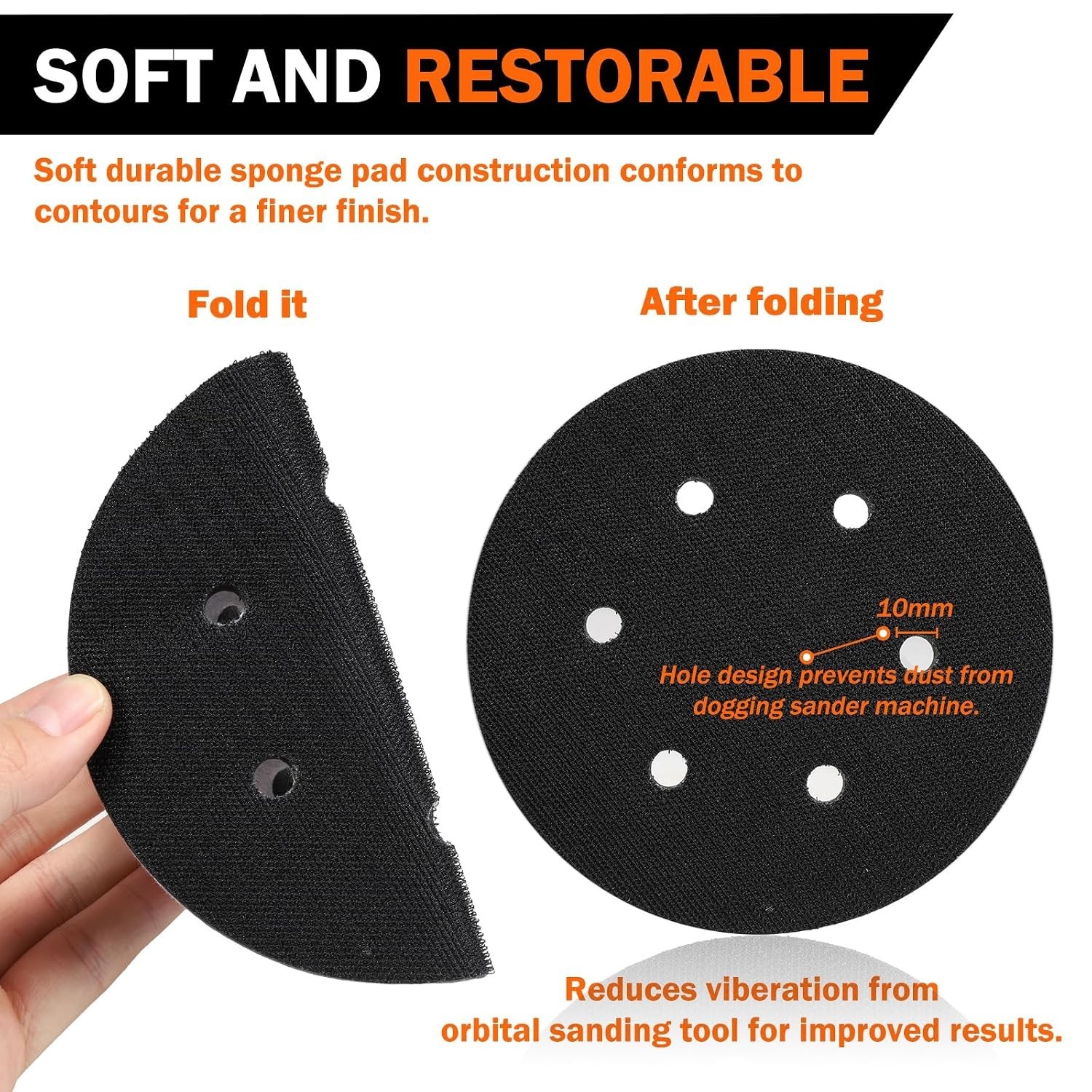 Soft Density 6 Inch Foam Sanding Pads – 2 Pack for Even Pressure Distribution