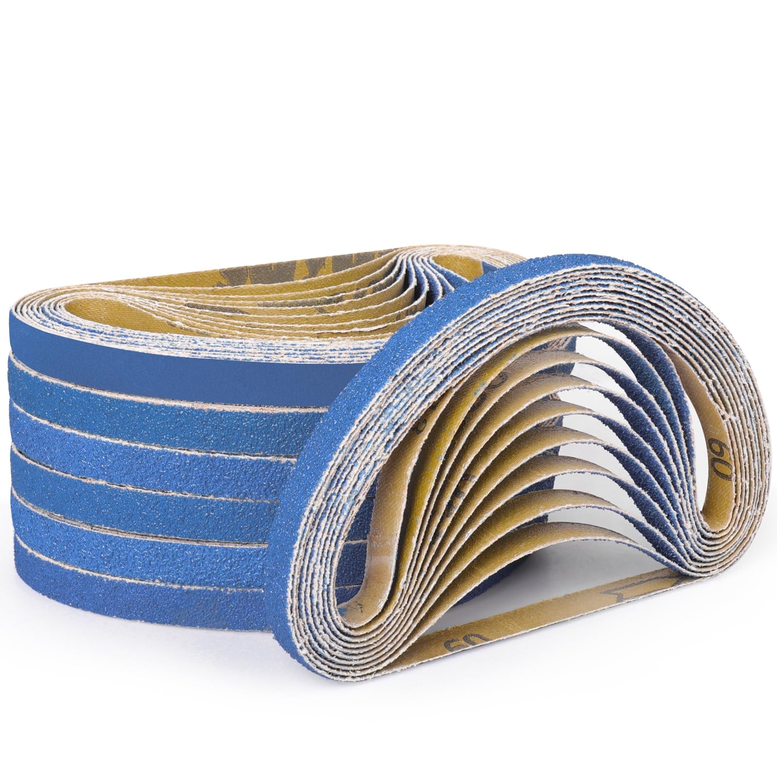 Shineboc 40-Piece 3/8 x 21 Inch 40-400 Grit Zirconia 3/8×21 Inch, Blue