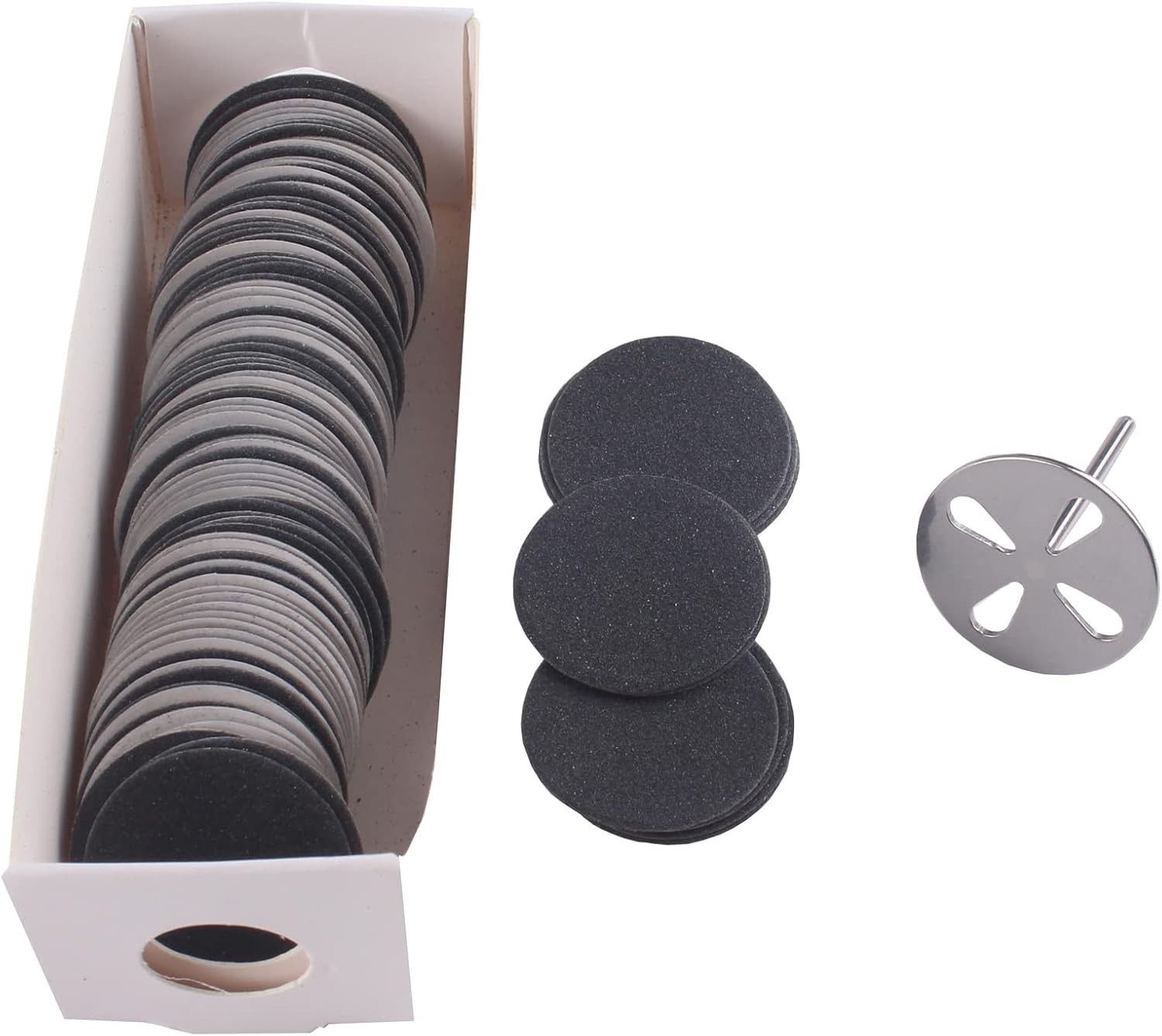 100pcs Sanding Paper Discs with Metal Nail Drill Bit,25mm Pedicure Sanding Di…