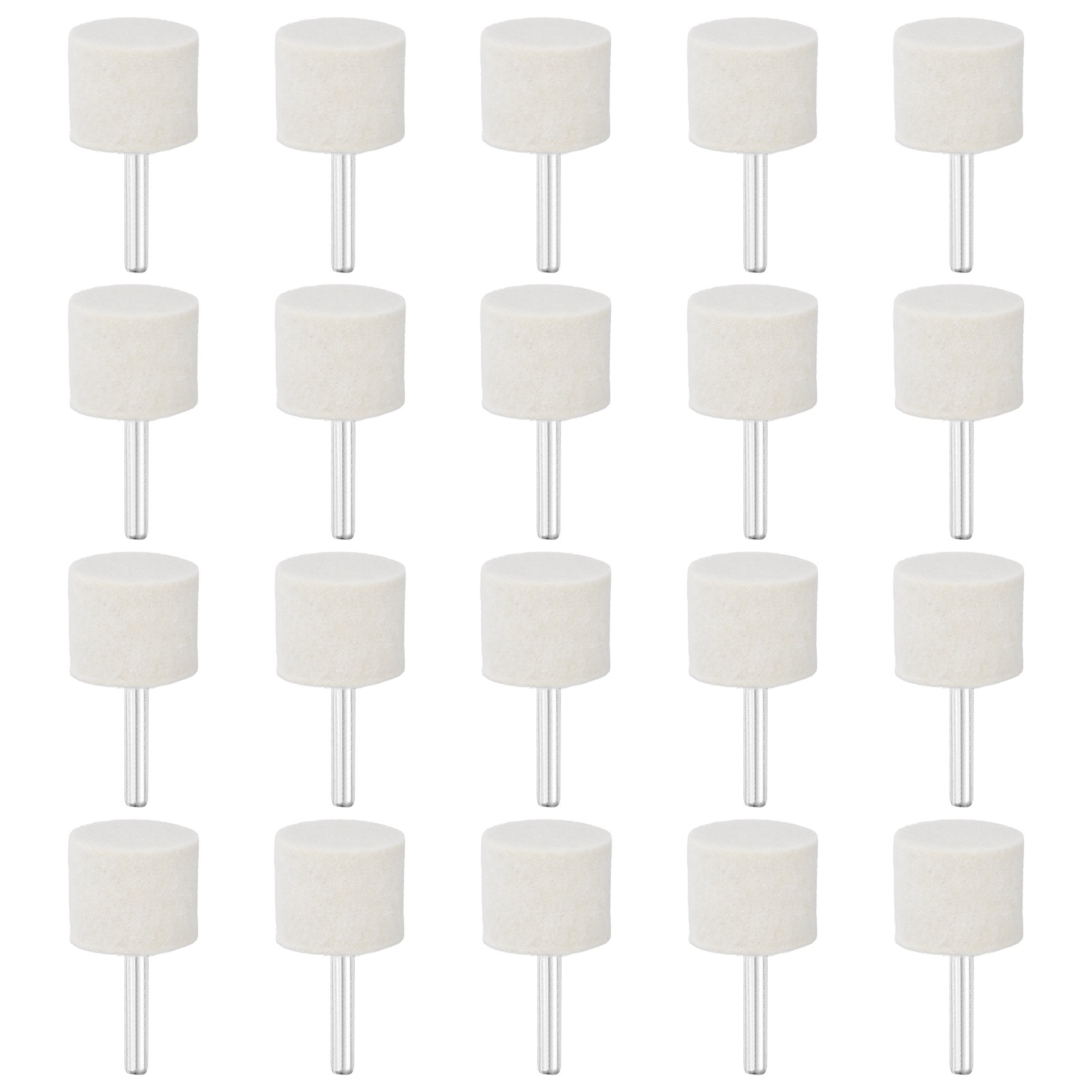 20 Pcs Wool Felt Mounted Mandrel Points 30mm Cylinder Head with 1/4″ Shank