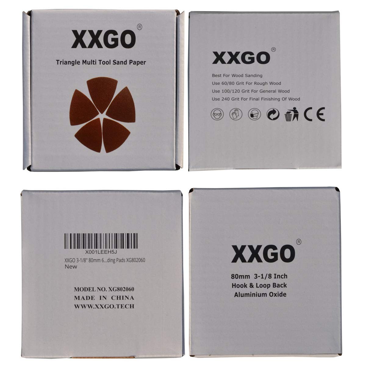 31/8″ 80mm 60 Pcs 60 Grits Triangular Hook & Loop Abrasive Multi Tool Sandpaper