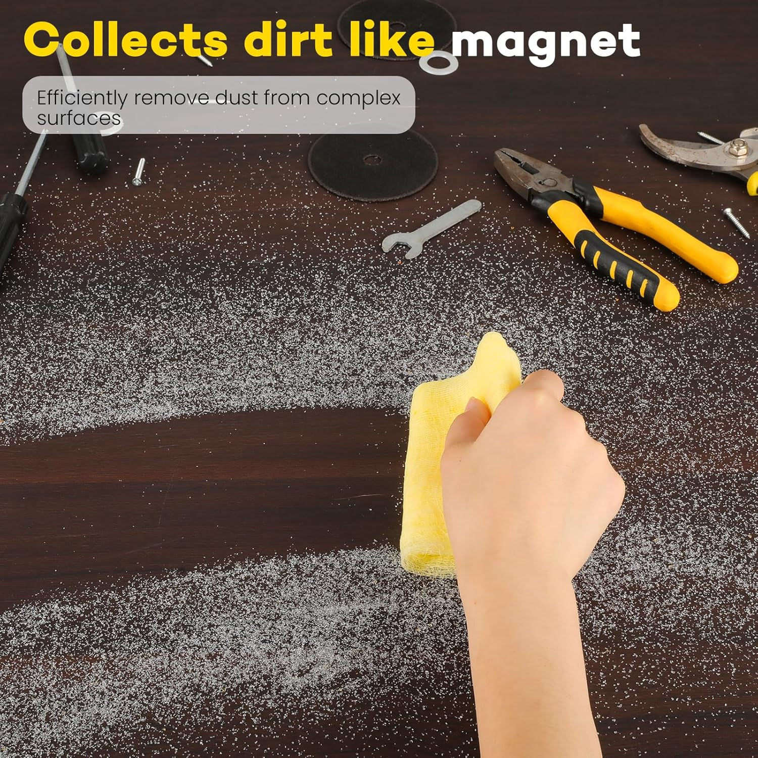 CAREGY 16Pcs Tack Cloth for Removing Dust from Woodworking, Sanding Particles, C