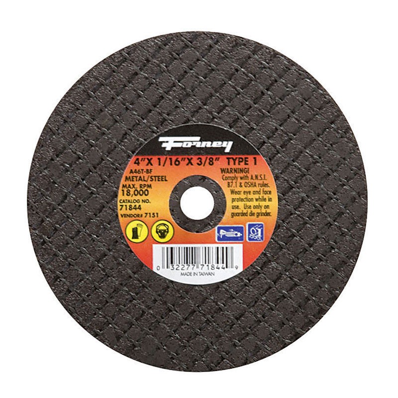 Forney 71844 Aluminum Oxide 19,100 rpm 4 Dia. in. Cut-Off Wheel 1/16 in. Thick