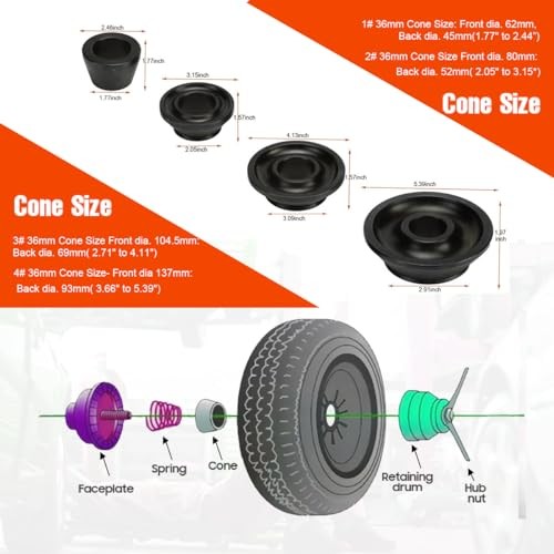 Wheel Adapter Cones, Universal Wheel Balancer Adapter Cones 36mm Shaft 4pieces