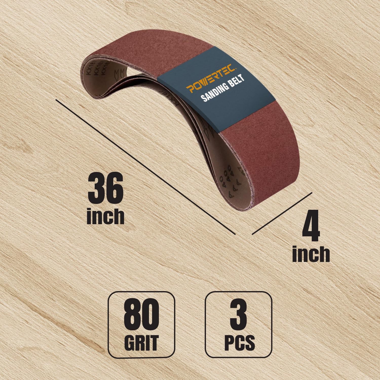 3PK 4×36 Sanding Belts, 80 Grit Aluminum Oxide, 4 x 36 Inch Sanding Belts for…