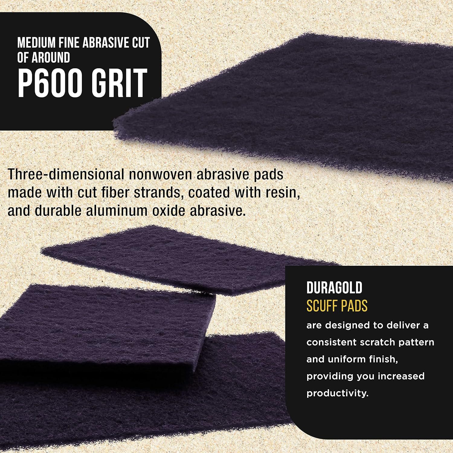 Premium 6″ X 9″ Purple Medium Fine 600 Grit General Purpose Scuff Pads, Box of 1