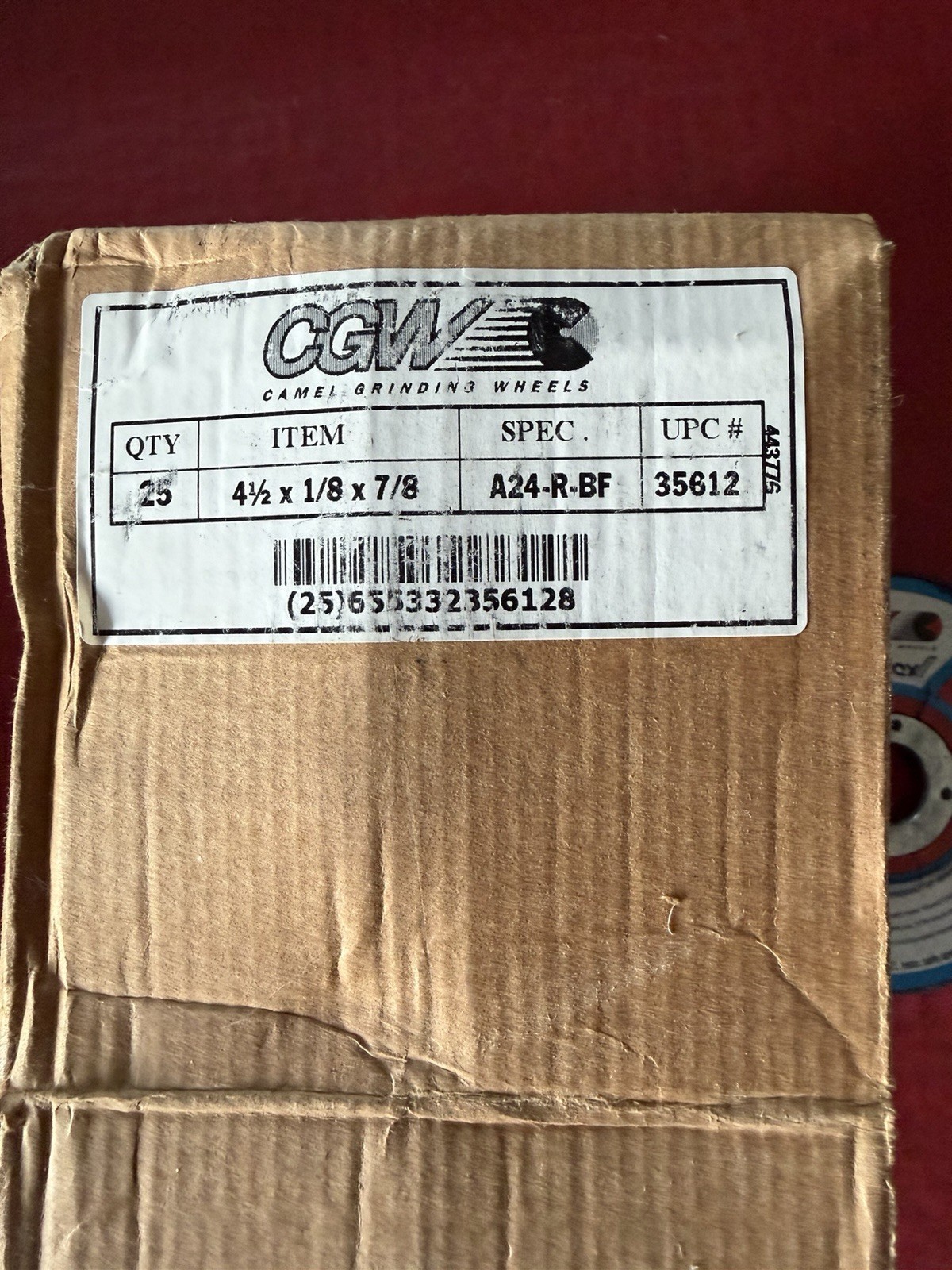 camel grinding wheel 4 1/2” a24 rbf lot Qty 25 New Box Cgw Camaflex