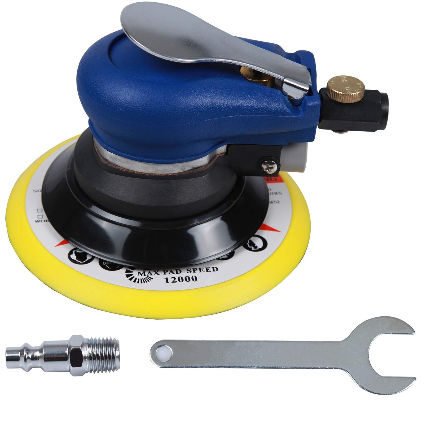 6″ Air Palm Random Orbital Sander, Dual Action Pneumatic Polisher Speed Adjus…