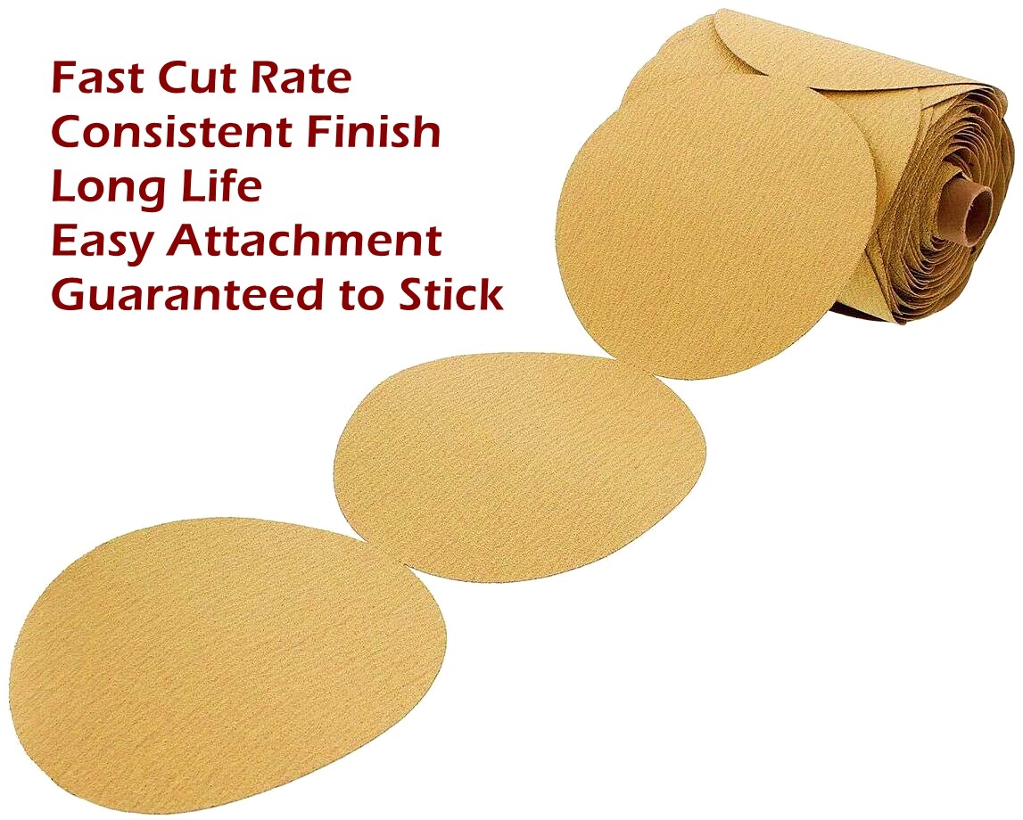 80 Grit 6 in PSA Sanding Disc Sticky Back Sandpaper 100 Roll Adhesive DA Sander
