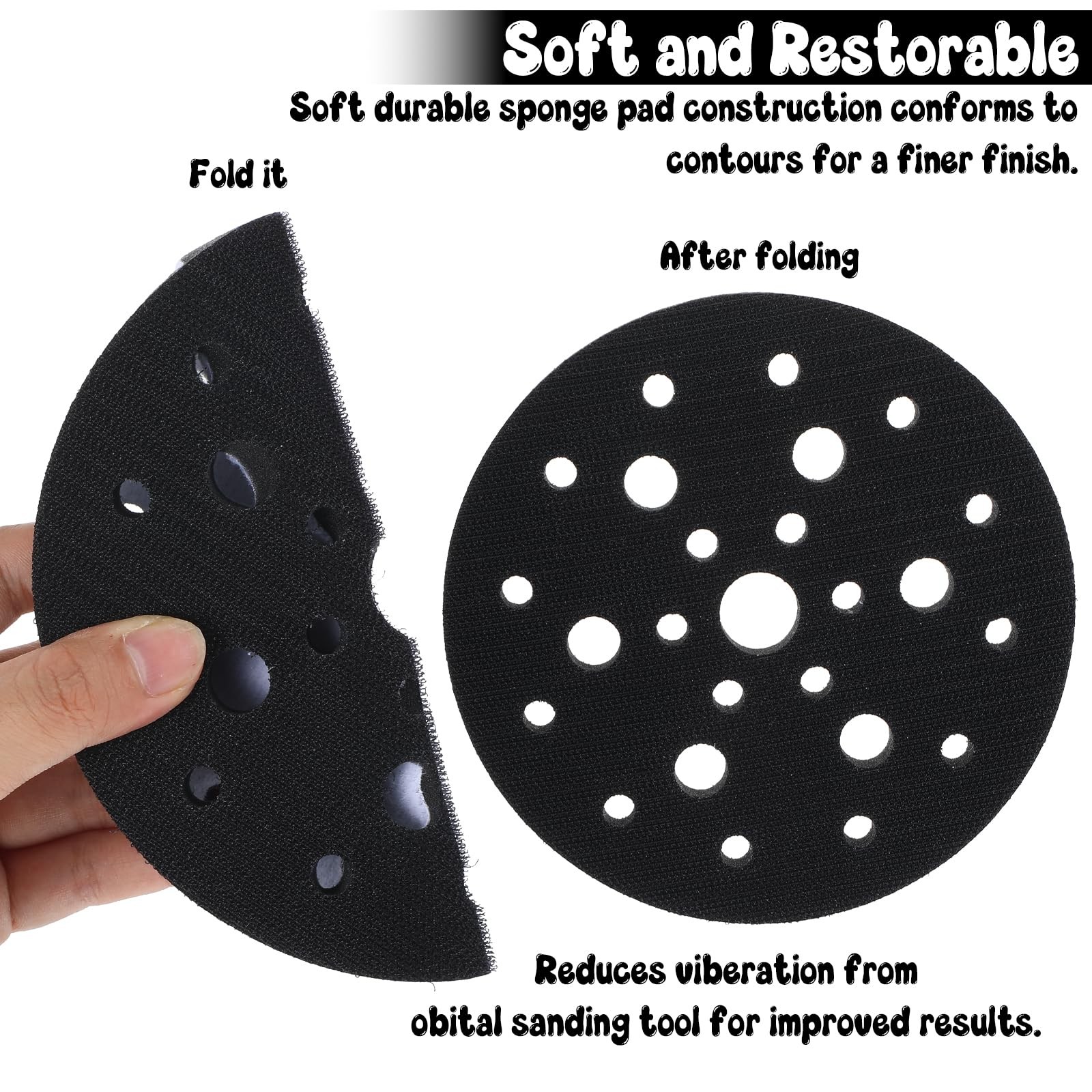 Wanmu 6Pcs Foam Interface Pads, 6 Inch 25 Holes Hook and Loop Soft Density Sp…