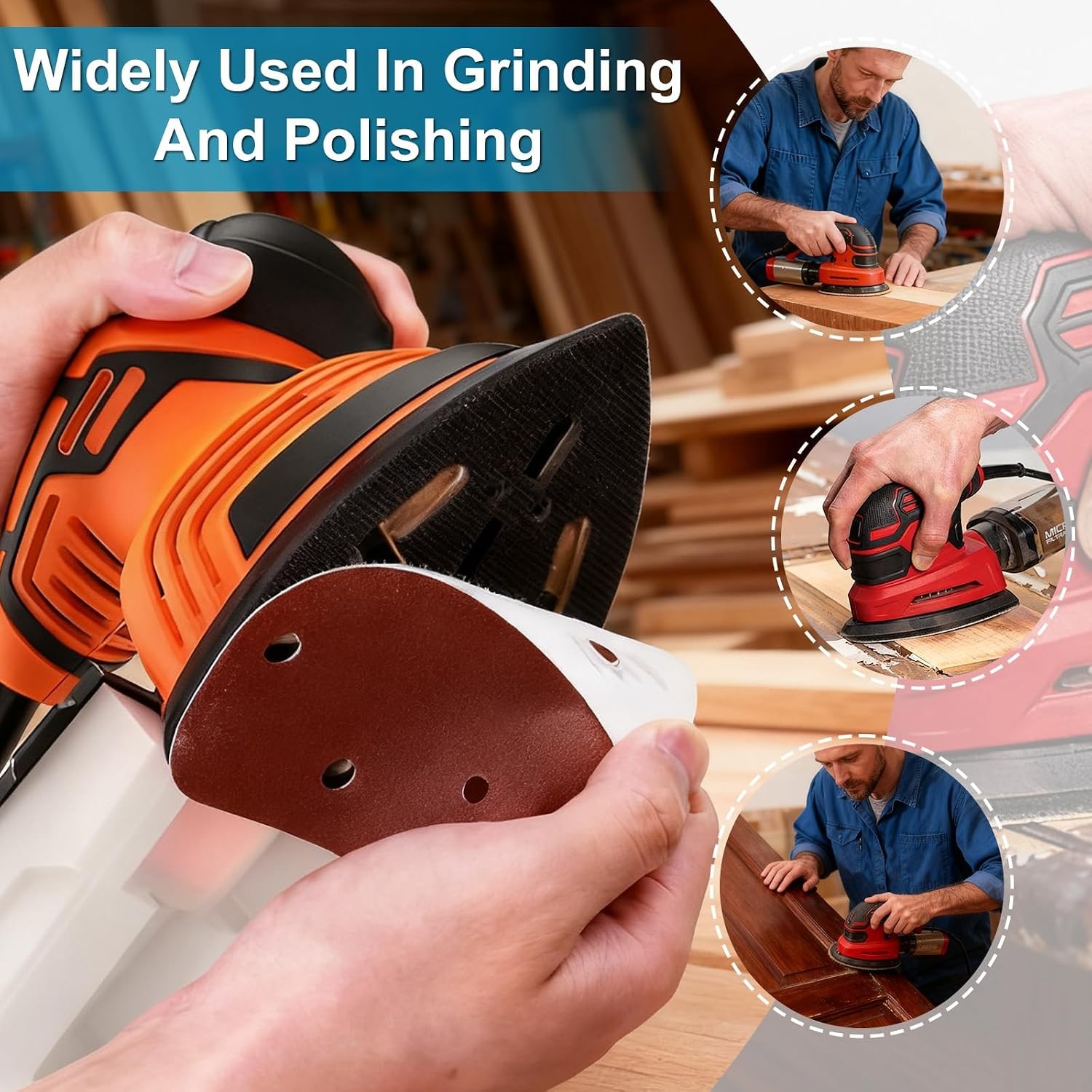 30 Pcs Mouse Detail Sander Sandpaper, 40 80 240 Grits Sanding Paper Sanding Pads
