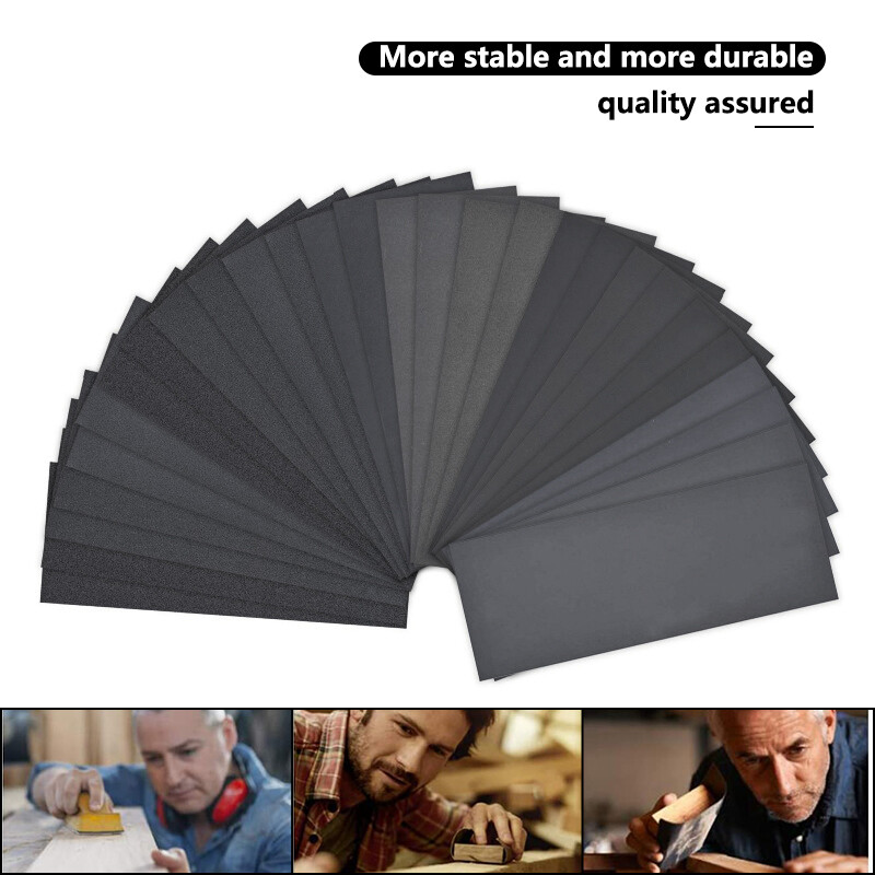 60Pcs Sandpaper Sand Paper Sanding Sheets Grits 80-3000 Wet Dry Wood Car Metal