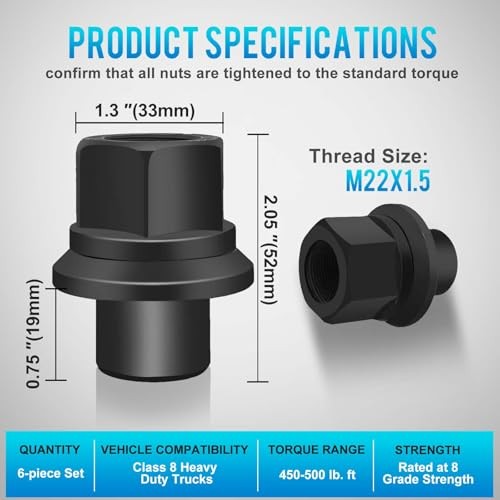 Pcs of Two Piece 19mm Sleeve Flanged M22x1.5 Wheel Nuts, 33mm Hex, 19 MM 6