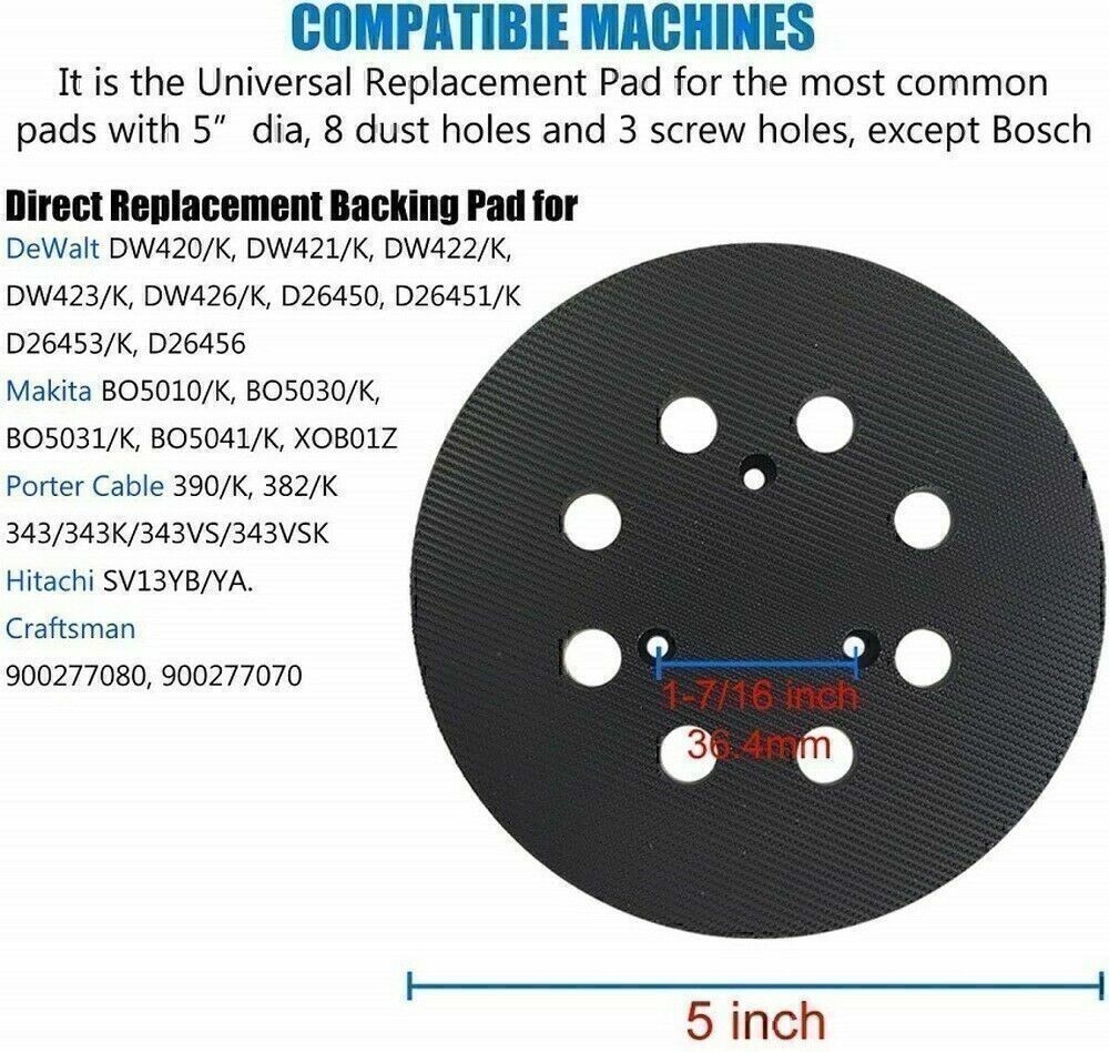 5 Inch 125mm 8 Hole Orbital Sander Replacement Spare Base Sanding Backing Pad