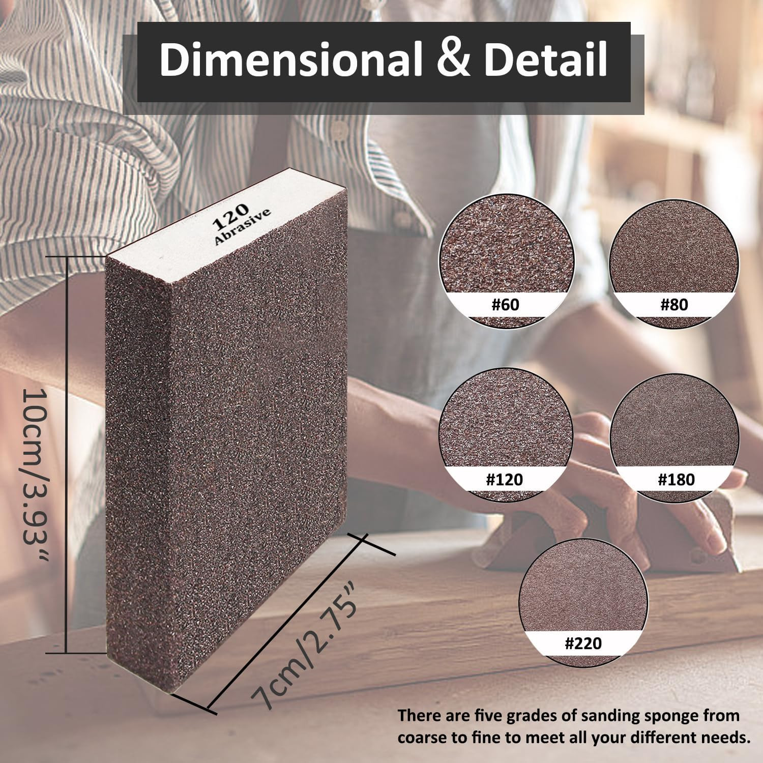 6Pcs Sanding Blocks 60-220 Grits Sponge For Drywall Wood Metal Washable & Reusab