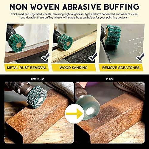 10Pcs Non Woven Abrasive Buffing Pads Wheels Drill Attachment Set, Scouring Pads