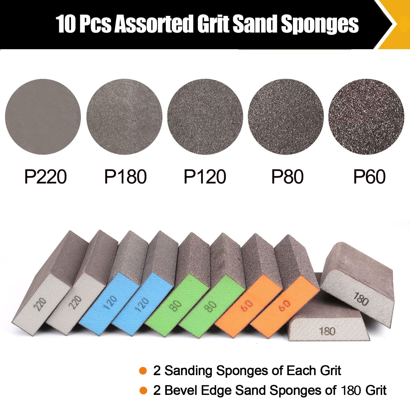 BOSHCRFAT 10 Pack Sanding Block, 10 Pack-Mix, 10 Premium Block