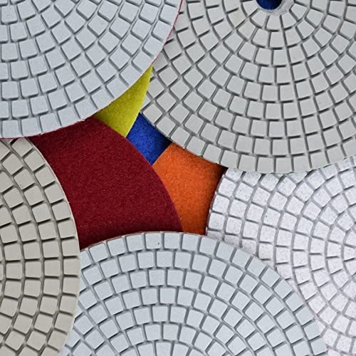 7 Step 7″ Wet Diamond Polishing Pads Abrasive Set, Great for Granite 7 Inch