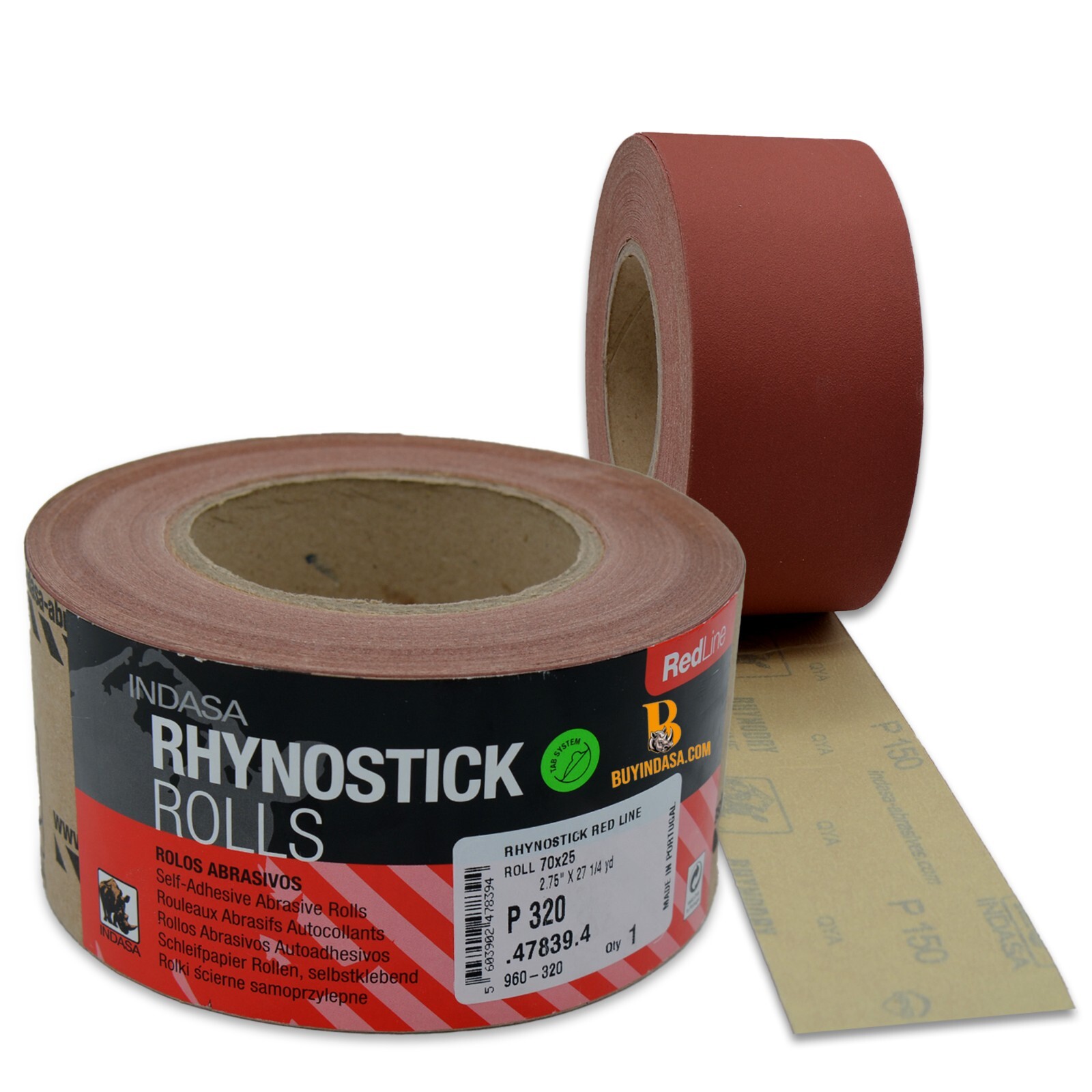 Indasa 2.75″ PSA Sandpaper Roll Rhynostick 27 Yard Rhynostick 36-600 Grit Range