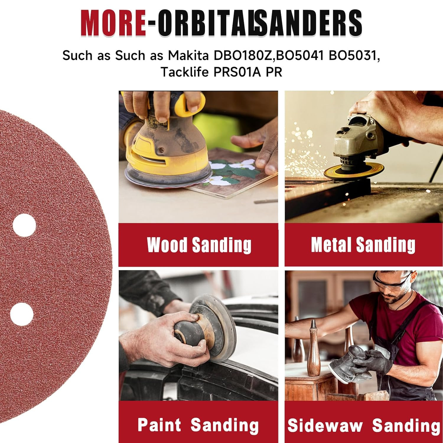 100 PCS 6 Inch Sanding Discs, 6 Hole Hook and Loop Sandpaper 60 80 120 240 400