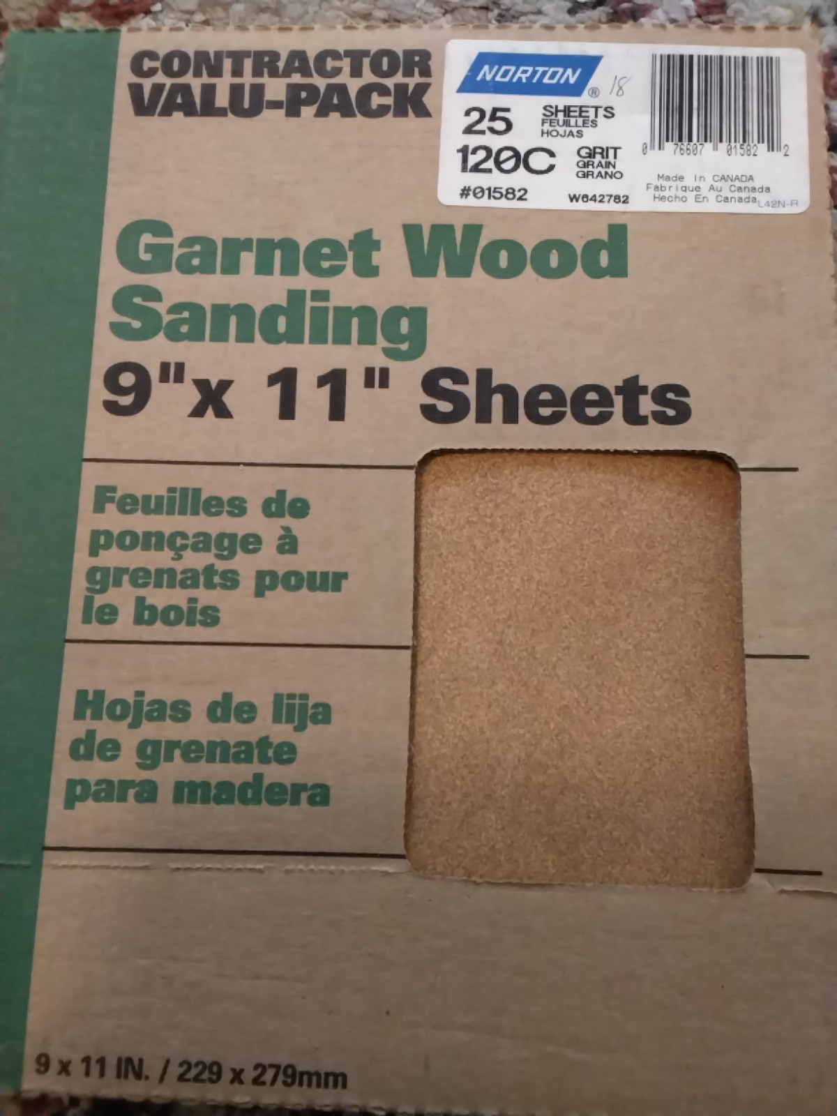18 Pieces 9 X 11 SHEETS- 120C GRIT-No 01582-Norton