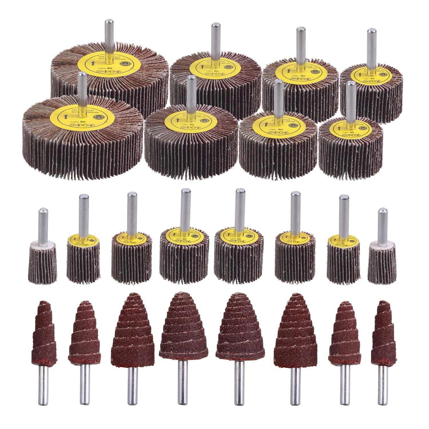 24Pcs 80 Grit Flap Wheel Sander Set 1/4″ Drill Rust Removal Tool Kit