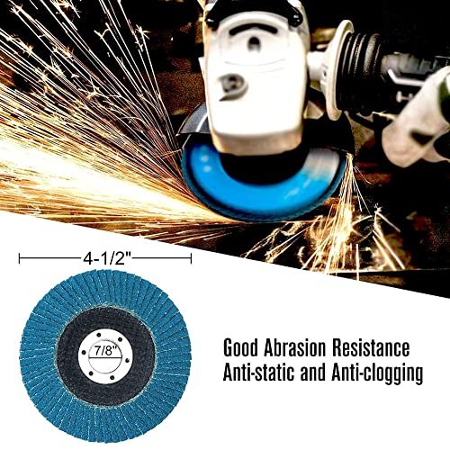 Flap Discs 4 1/2 Inch, 5-Pack 4.5″ x 7/8″ T29 40/60/80/120 Grit Assorted