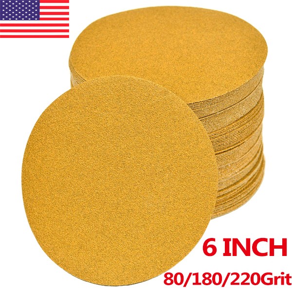 6″ Inch 80-220 Grit 100-PACK DA Sanding Disc PSA Sandpaper Roll – Sticky Back