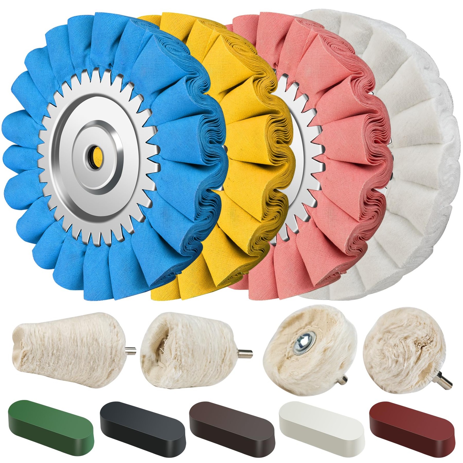 Konvixon 13PCS 8″ SShape Airway Buffing Wheel Kit,16Layer Aluminum Metal Poli…