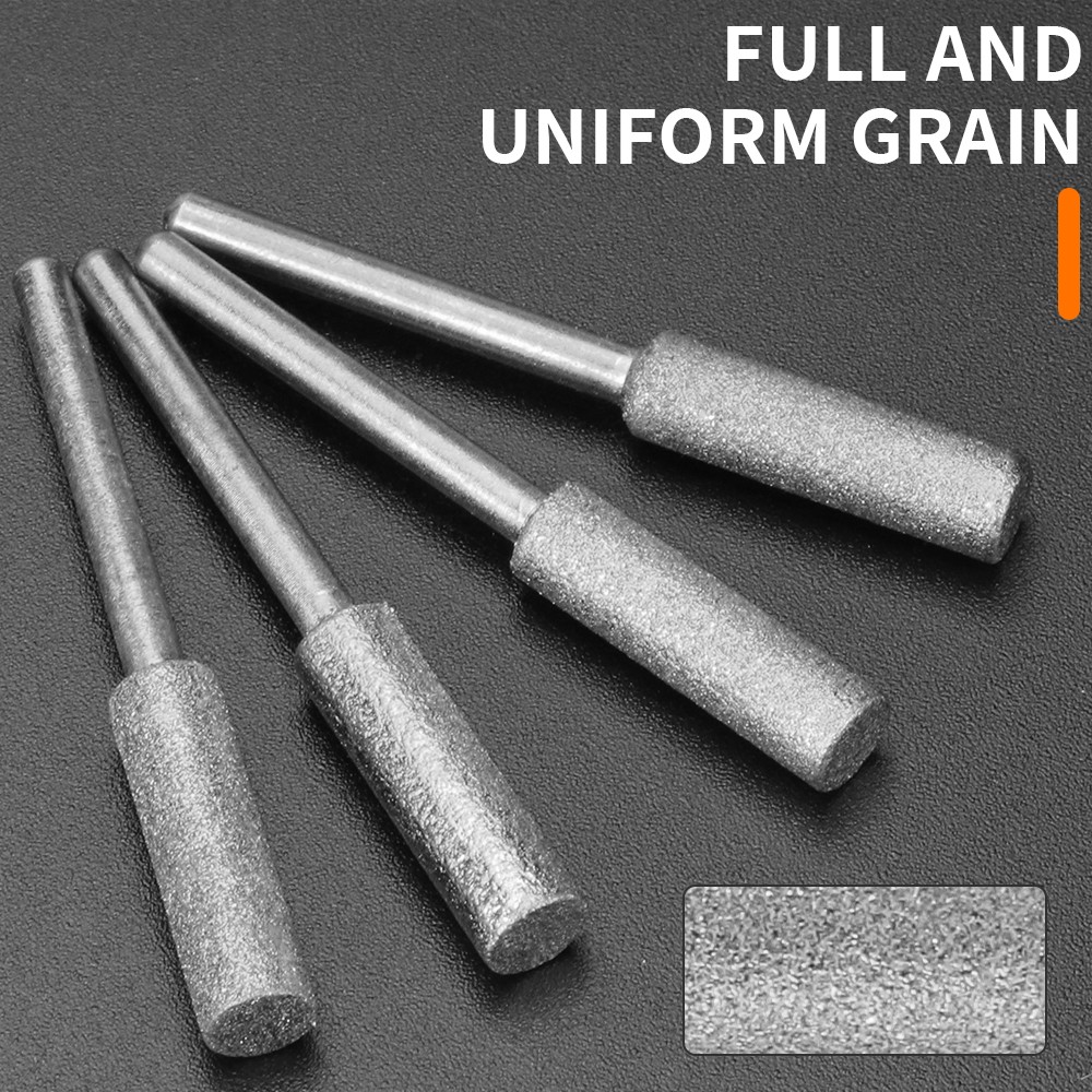 Coated Burr Chainsaw Sharpener Stone Set 4-5.5 Cylindrical File Chain Grinding