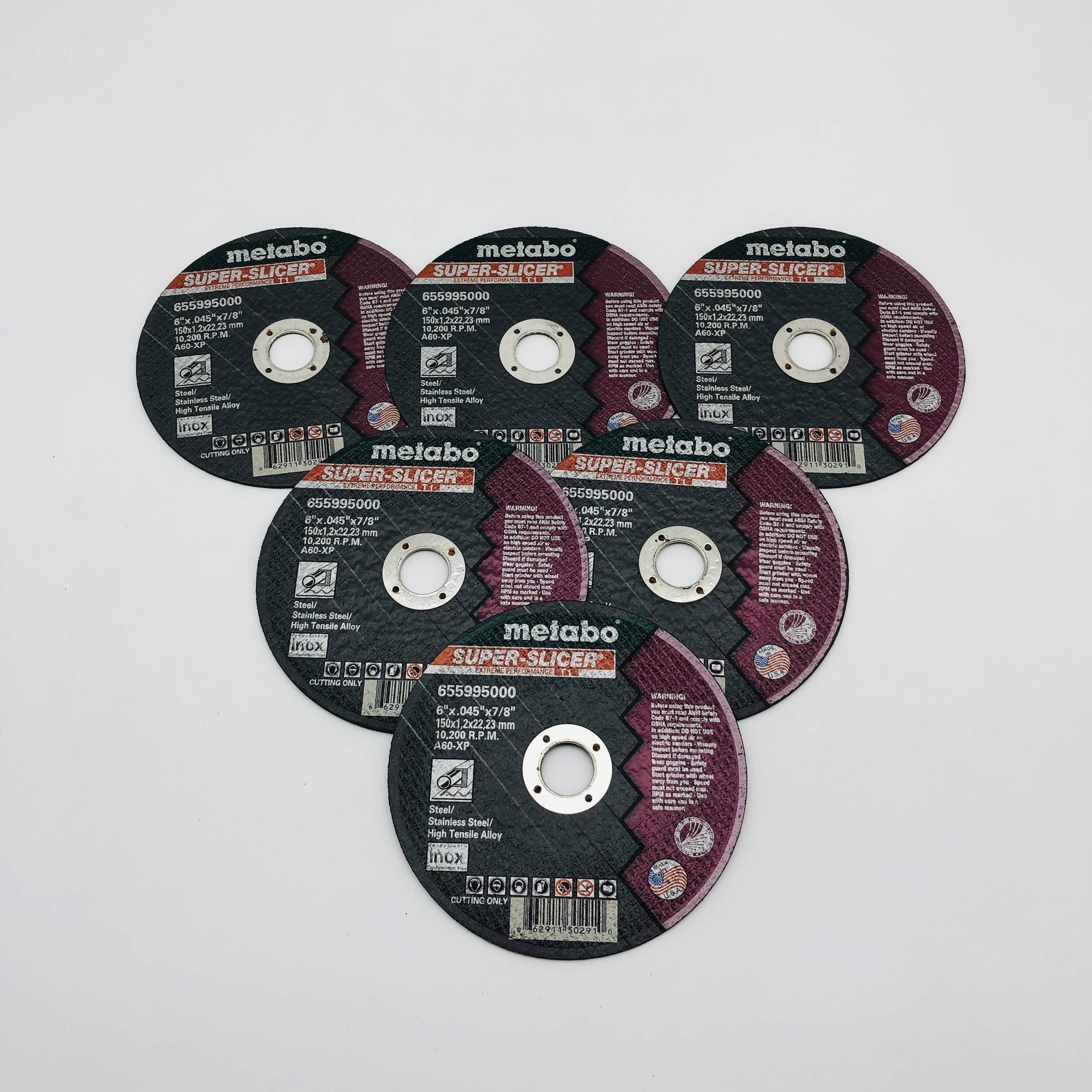 Metabo 55995 Straight Cut-Off Wheel 6″x.045″x7/8″ Super Slicer Type 1 A60 XP 6pk