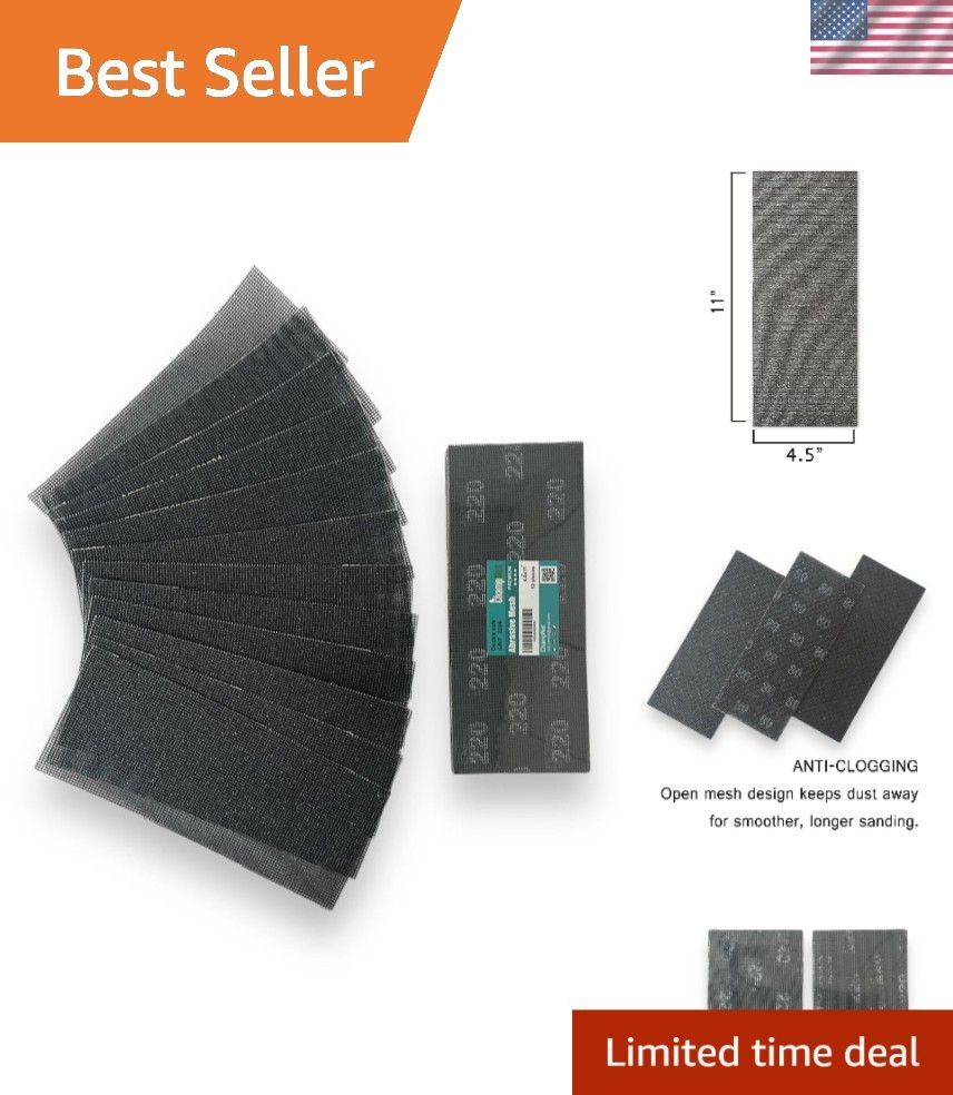 Sanding Mesh Sheets 12 Pack, 4.5 x 11 Inch Sanding Net Sheets, Grit 220, Doub…