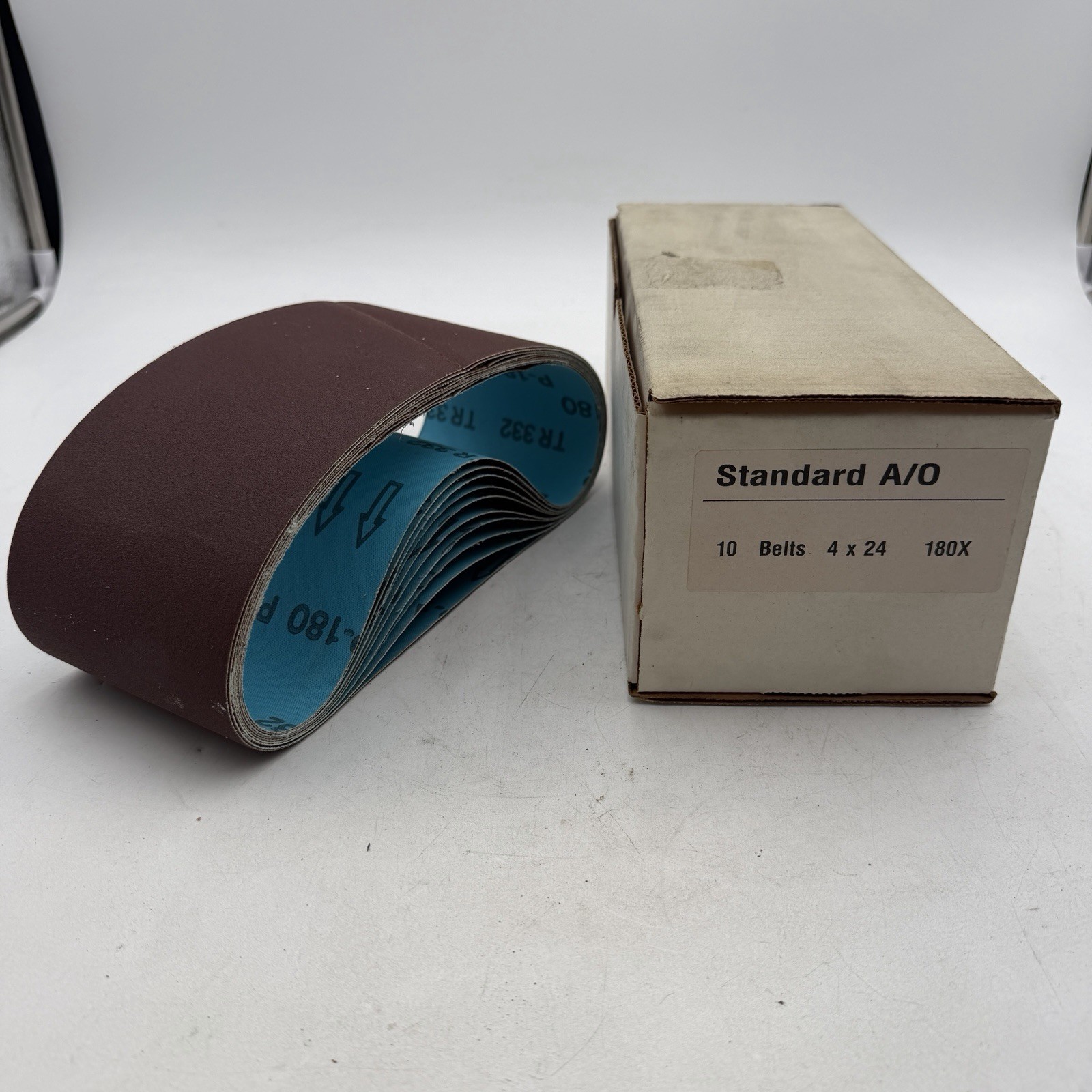 10pk Standard A/O 4″ X 24″ 180X Grit Sanding Belts
