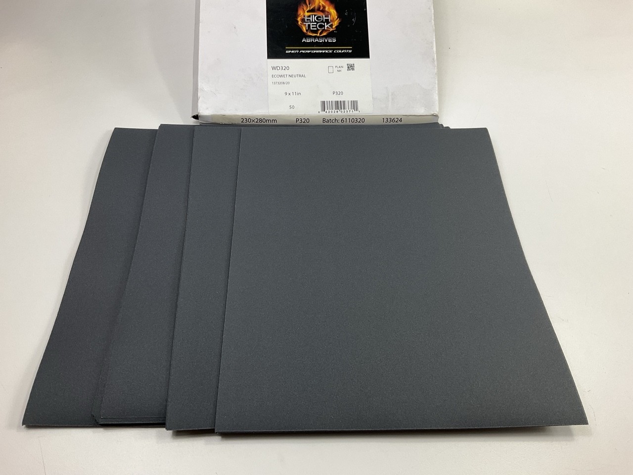 High Teck WD320 Waterproof Sandpaper Sheets P320 Grit, 9″ X 11″, 50 Sheets Total