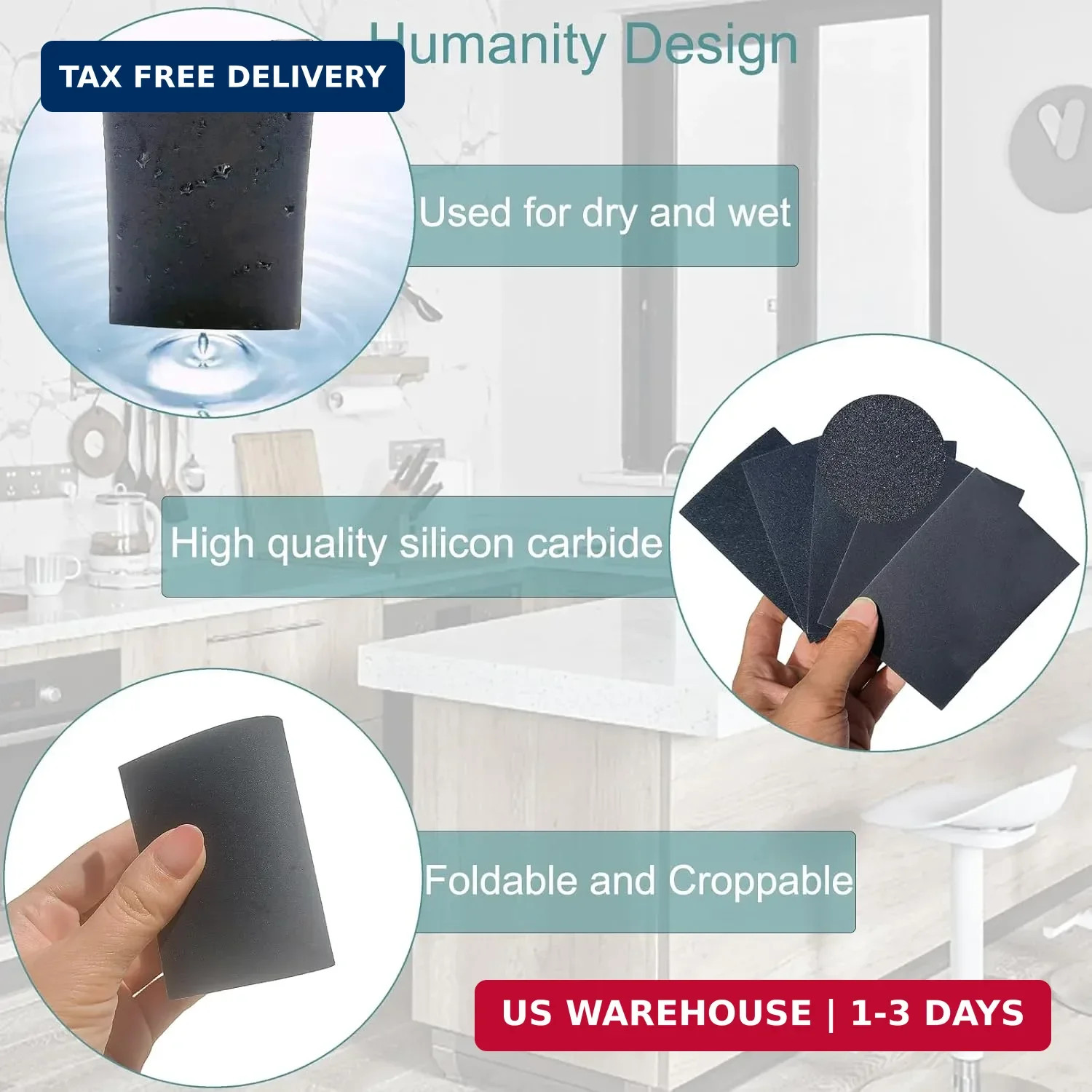 20 Pack 600 Grit Sanding Sponge Pads Wet Dry Foam Sandpaper Blocks