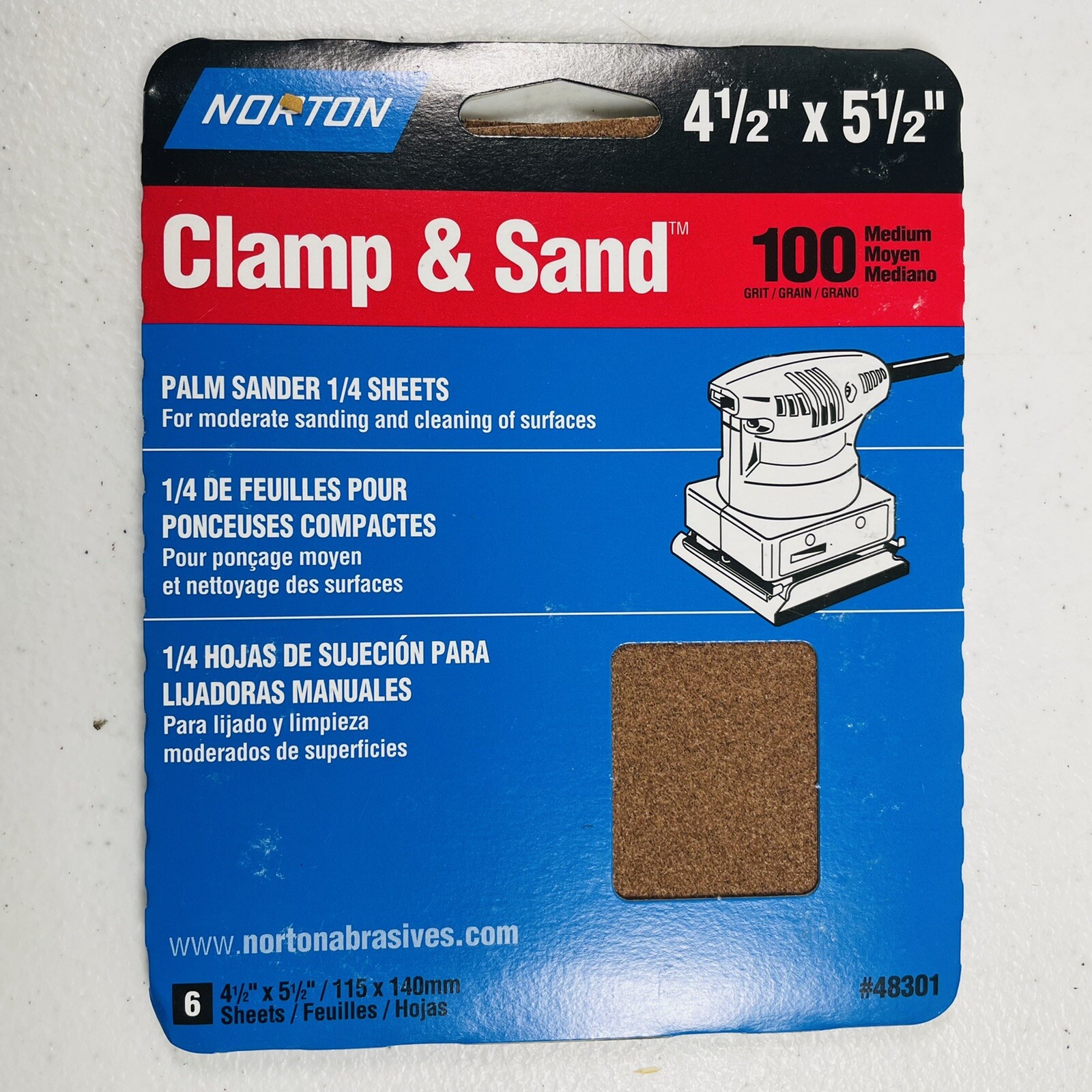 Lot Of 3 Packs • Norton • Clamp & Sand Sheets • 4 1/2 – 5 1/2 • 100 Grit 48301