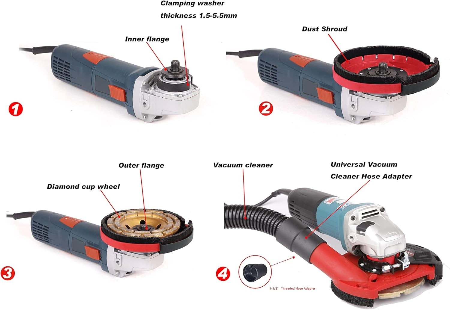 Expert Surface Grinding,Dust Shroud for Angle Grinders 115mm/125mm