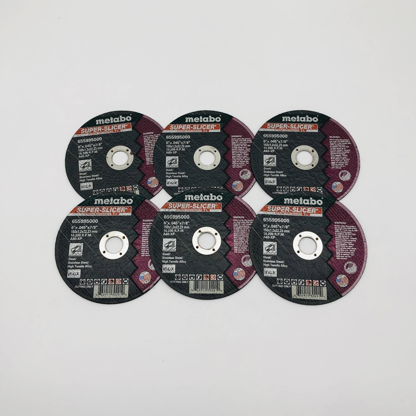 Metabo 55995 Straight Cut-Off Wheel 6″x.045″x7/8″ Super Slicer Type 1 A60 XP 6pk
