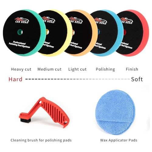 CARROAD 7pc 6.5 Inch Buffing Pads Kit – Heavy Cut to 7pc 6.5inch standard