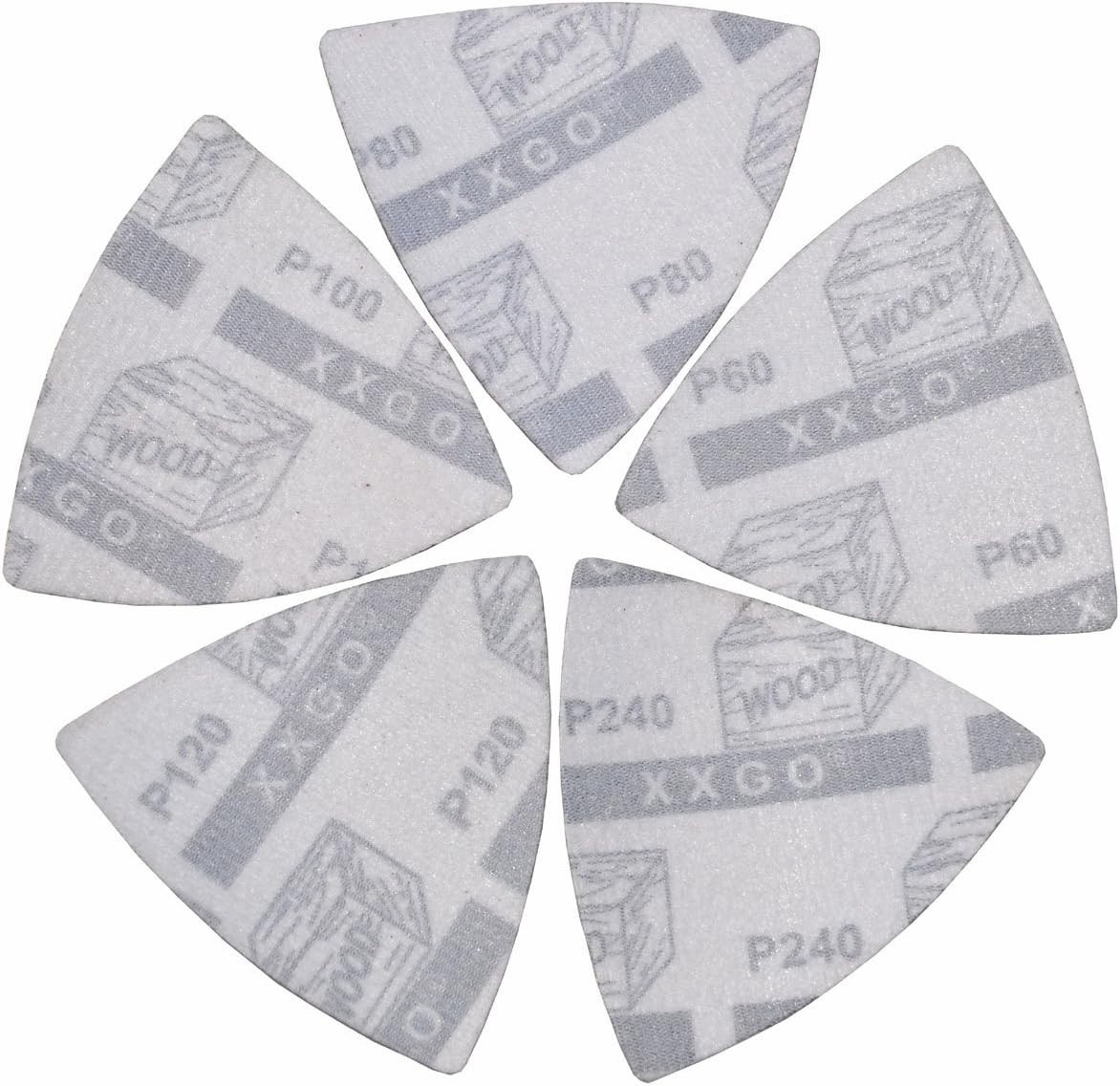 Triangular Oscillating Sanding Pads 3-1/8″ – 55 Pcs Assorted Grits for Woodwork