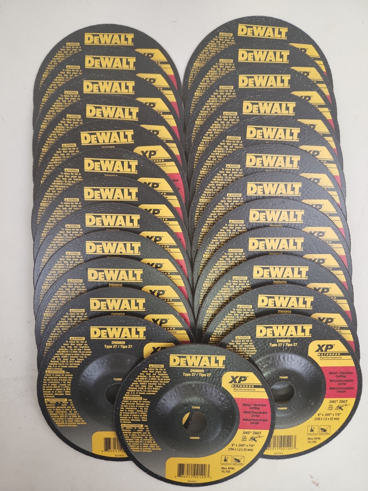 Dewalt DW8859 Metal / Stainless Cutting Wheel 6″ x .045″ x 7/8″ 25 pack