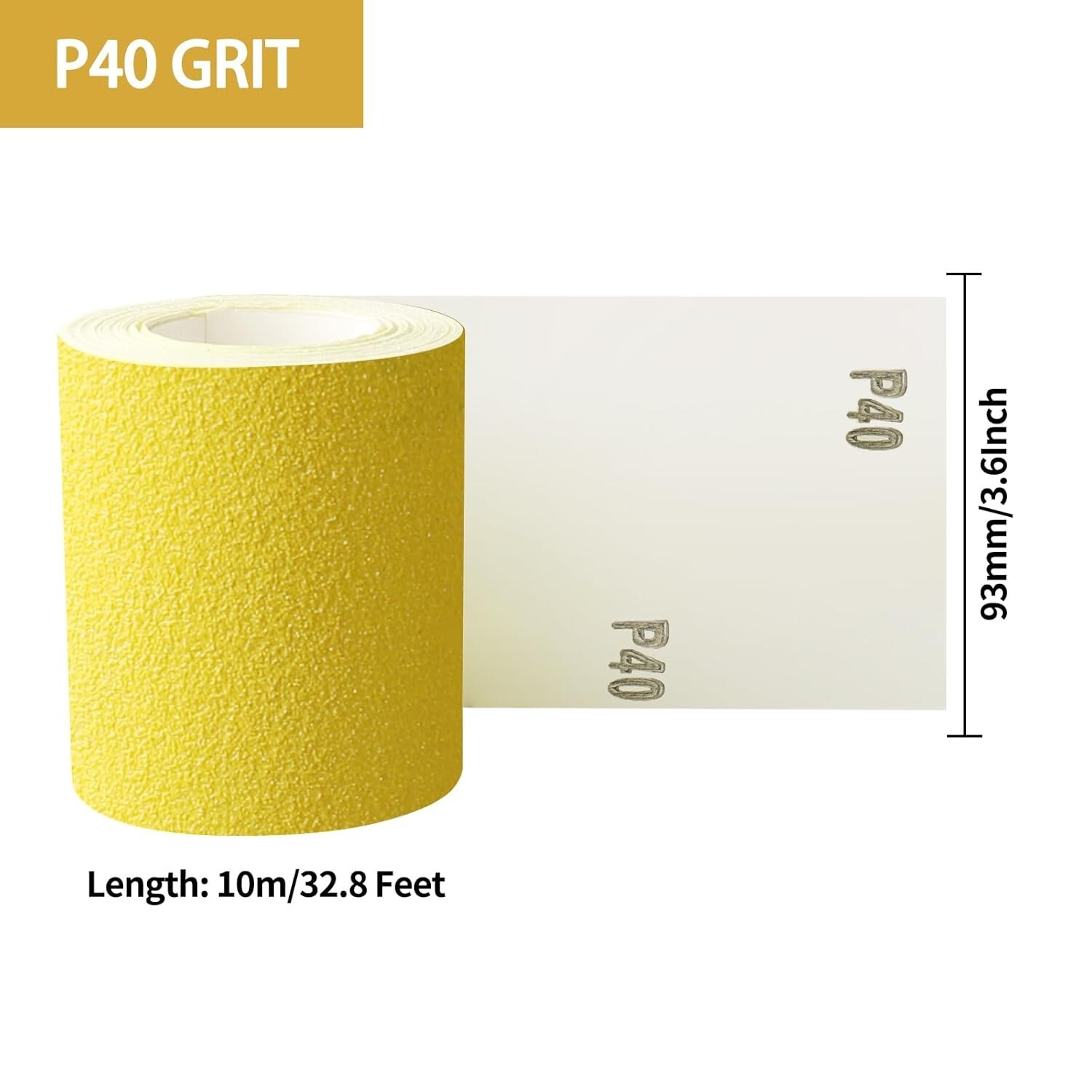 Shineboc Sandpaper Rolls 93mm*10M 40 Grit Quartz Sand Abrasive Sanding Paper