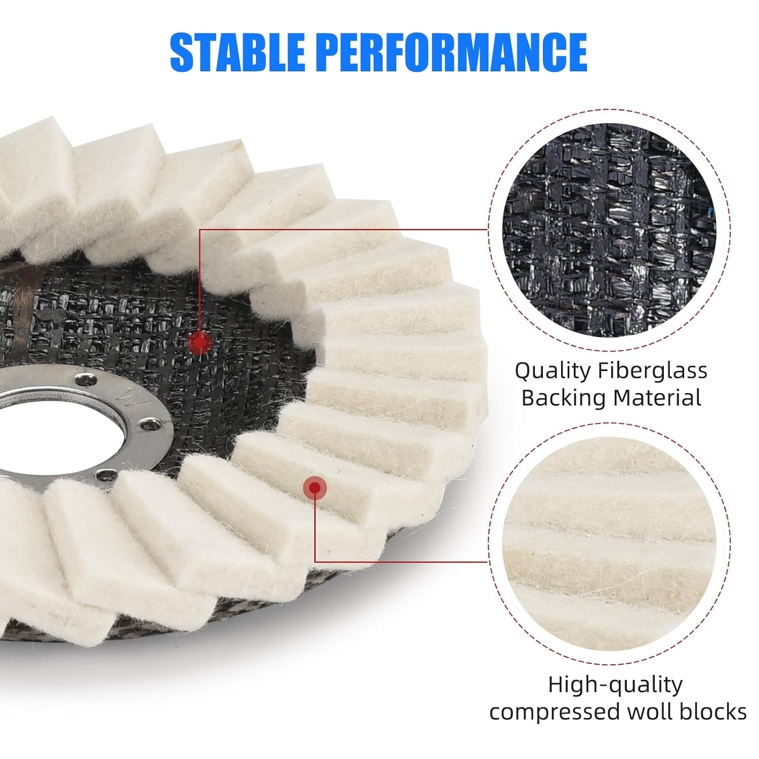 5pcs 4.5/5″ Wool Polishing Wheels Buffer Pads Flap Felt Polishing Finishing Disc