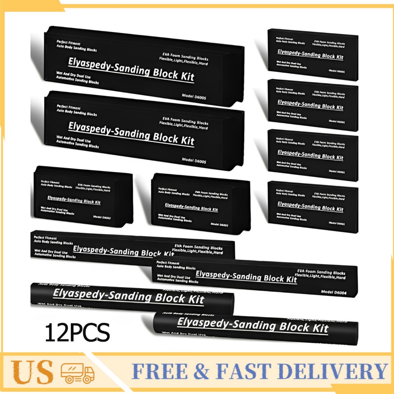 12PCS Sanding Block Kit EVA Foam For Auto Body Woodworking Furniture Metal DIY