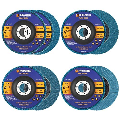 Flap Discs 4 1/2 Inch, 5-Pack 4.5″ x 7/8″ T29 40/60/80/120 Grit Assorted
