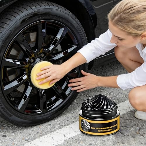 2PCS Car Tire Shine with Sponge, Wheel Shine Tire Polishing Paste, Tire